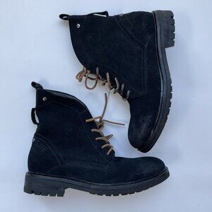 $99 G By Guess Men's Trenton Faux Leather And Canvas Ankle Black Boots Size 8